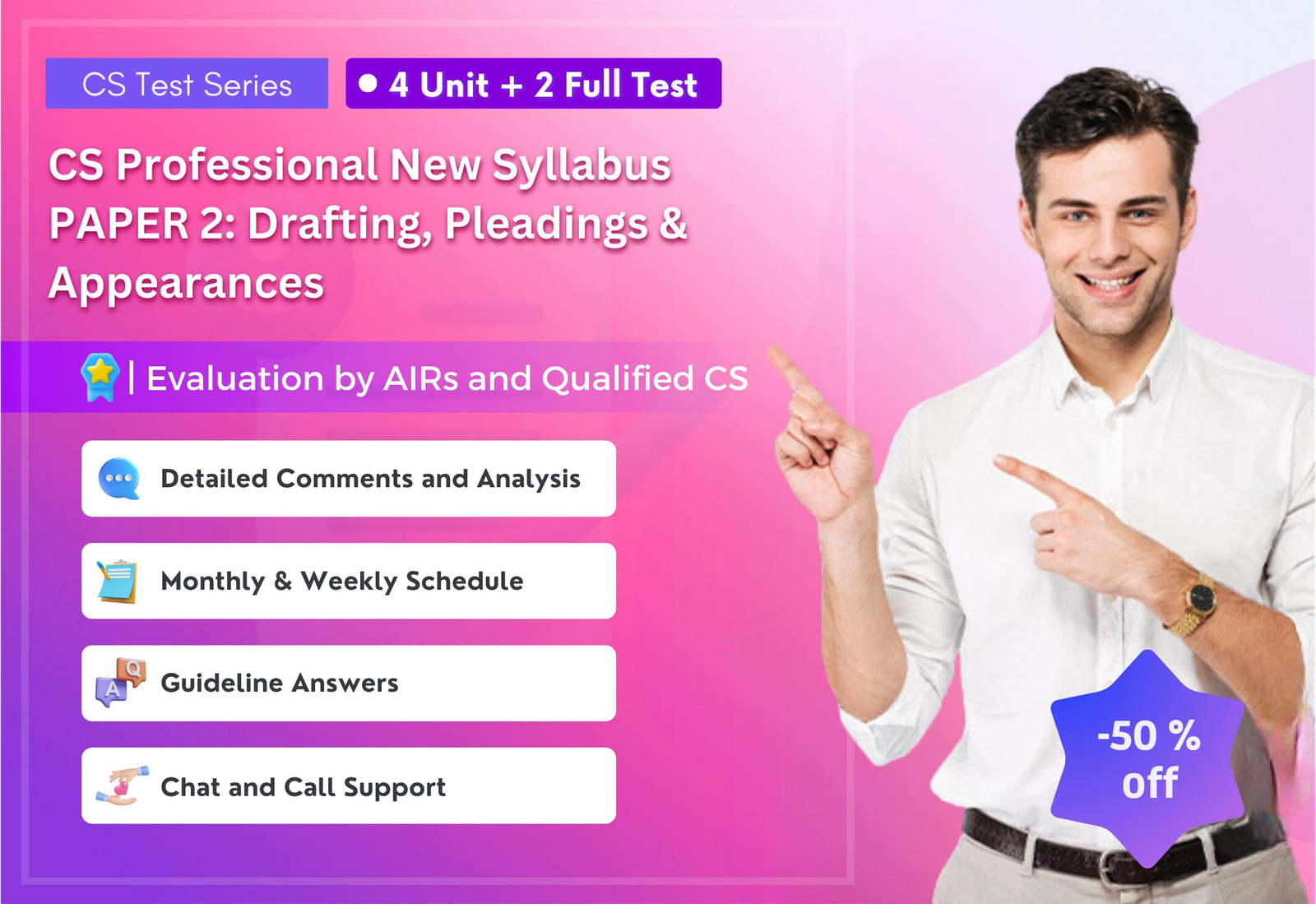CS PROFESSIONAL NEW PAPER 2: Drafting, Pleadings & Appearances (4 unit + 2 Full Syllabus Test) NEW SYLLABUS