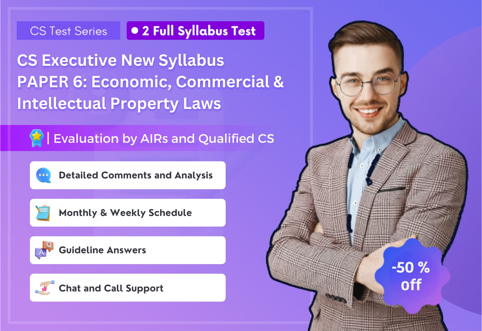 CS EXECUTIVE NEW PAPER 6: Economic, Commercial & Intellectual Property Laws (2 Full Syllabus Test) NEW SYLLABUS